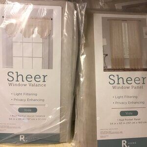 NIP 10 Piece Sheer Window Valance and curtain panels Please read
